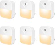 🌙 pack of 6 warm white led nightlights with smart dusk to dawn sensor – plug in nightlights ideal for bedroom, bathroom, hallway, kitchen, stairs, kids and adults room логотип