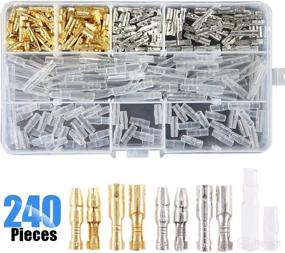 img 4 attached to 🔌 240Pcs 3.9mm Brass Bullet Terminals Wire Connector Block with Insulating Sleeves for Car Truck Motorcycle Bike - Glarks