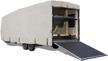 goldline rv cover - waterproof toy hauler and trailer cover with uv protection, durable marine grade fabric roof in tan and gray - ideal for all weather conditions logo