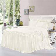 alina bedding collections ivory queen size bedspread set - 3 piece ruffle skirt coverlets with 30-inch drop - elegant ruffled style bed skirt, dust ruffles, and 2 standard shams logo