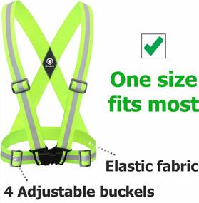img 1 attached to Yellow Reflective Vest For Running, Cycling, Safety Patrol - Hi Vis Men Women Belt Sash Suspenders