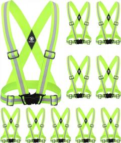 img 4 attached to Yellow Reflective Vest For Running, Cycling, Safety Patrol - Hi Vis Men Women Belt Sash Suspenders