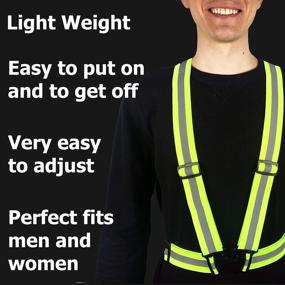 img 3 attached to Yellow Reflective Vest For Running, Cycling, Safety Patrol - Hi Vis Men Women Belt Sash Suspenders