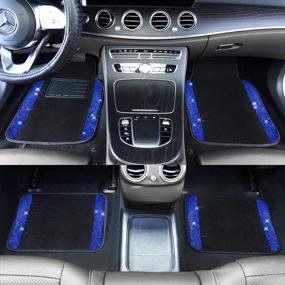 img 3 attached to 🚗 CAR PASS Bling Rhinestones Diamond Universal Waterproof Car Floor Mat - Sparkling Glamour & Practical Protection for SUVs, Sedans, Vans (4pcs) - Blue/Black