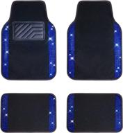 🚗 car pass bling rhinestones diamond universal waterproof car floor mat - sparkling glamour & practical protection for suvs, sedans, vans (4pcs) - blue/black logo