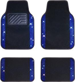 img 4 attached to 🚗 CAR PASS Bling Rhinestones Diamond Universal Waterproof Car Floor Mat - Sparkling Glamour & Practical Protection for SUVs, Sedans, Vans (4pcs) - Blue/Black