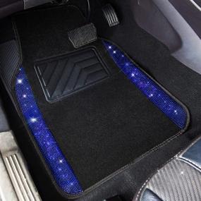 img 2 attached to 🚗 CAR PASS Bling Rhinestones Diamond Universal Waterproof Car Floor Mat - Sparkling Glamour & Practical Protection for SUVs, Sedans, Vans (4pcs) - Blue/Black