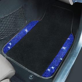 img 1 attached to 🚗 CAR PASS Bling Rhinestones Diamond Universal Waterproof Car Floor Mat - Sparkling Glamour & Practical Protection for SUVs, Sedans, Vans (4pcs) - Blue/Black