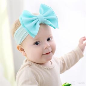 img 2 attached to 🎀 12-Pack of Cinaci Super Stretchy Nylon Headbands with Big Bow Hair Accessories - Wide Headwraps for Baby girls, Infants, Toddlers, and Kids