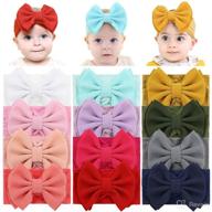 🎀 12-pack of cinaci super stretchy nylon headbands with big bow hair accessories - wide headwraps for baby girls, infants, toddlers, and kids логотип