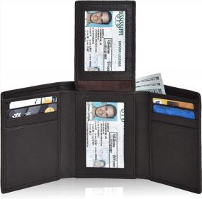 img 4 attached to 👜 Genuine Leather Trifold Wallets with RFID Blocking for Men - Stylish Accessories for Wallets, Card Cases & Money Organizers