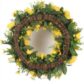 img 3 attached to Handcrafted Celebration Door Wreath With Sunflowers, Wildflowers, And Greenery - Perfect For Summer And Fall Decor