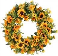 handcrafted celebration door wreath with sunflowers, wildflowers, and greenery - perfect for summer and fall decor logo