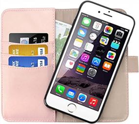 img 4 attached to Надежный и стильный: чехол-кошелек SHANSHUI для iPhone SE (2020) с блокировкой RFID и подставкой — розовое золото