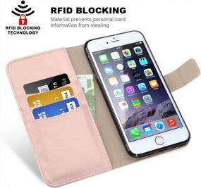 img 3 attached to Надежный и стильный: чехол-кошелек SHANSHUI для iPhone SE (2020) с блокировкой RFID и подставкой — розовое золото
