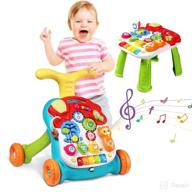 🎵 versatile sit to stand walker with musical play table - adjustable learning walker for 9-12 month old baby, early education activity center with lights & sounds logo