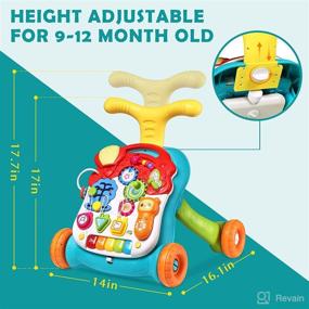 img 3 attached to 🎵 Versatile Sit to Stand Walker with Musical Play Table - Adjustable Learning Walker for 9-12 Month Old Baby, Early Education Activity Center with Lights & Sounds