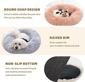 img 2 attached to 🐶 UMINEUX Calming Dog Bed Cat Bed - 20" Round Donut Bed for Small to Medium Pets - Anti-Anxiety Design for Improved Sleep - Fluffy & Cozy Cushion - Machine Washable - Beige