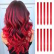 22 inch red clip-in hair extensions for women & girls | 10 pcs highlight colorful straight synthetic feshfen hairpieces for daily wear, party and halloween costumes logo