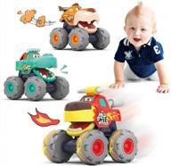 игрушки для детей от 12 до 18 месяцев, подарки на день рождения в возрасте от 1 до 2 лет - 3 pack monster truck vehicles логотип