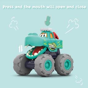 img 1 attached to Friction Powered Pull Back Animal Car Toys For 12-18 Month Babies, 1-2 Year Old Birthday Gifts - 3 Pack Monster Truck Vehicles