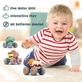 img 2 attached to Friction Powered Pull Back Animal Car Toys For 12-18 Month Babies, 1-2 Year Old Birthday Gifts - 3 Pack Monster Truck Vehicles