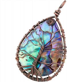 img 3 attached to SUNYIK Abalone Shell Tree Of Life Pendant,Necklaces For Women,Copper Wire Wrapped Jewelry,Assorted Shapes