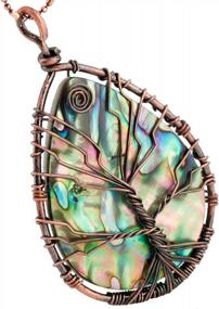 img 1 attached to SUNYIK Abalone Shell Tree Of Life Pendant,Necklaces For Women,Copper Wire Wrapped Jewelry,Assorted Shapes