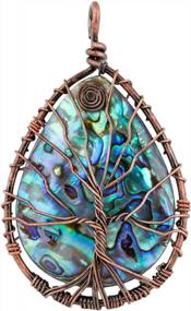 img 2 attached to SUNYIK Abalone Shell Tree Of Life Pendant,Necklaces For Women,Copper Wire Wrapped Jewelry,Assorted Shapes