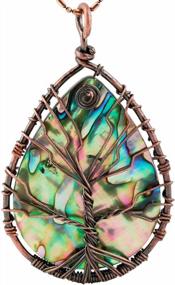 img 4 attached to SUNYIK Abalone Shell Tree Of Life Pendant,Necklaces For Women,Copper Wire Wrapped Jewelry,Assorted Shapes
