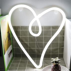 img 1 attached to ❤️ Love Heart Neon Light: A Perfect Valentine's Gift for Kids or Her, Pink Heart Shape Neon Signs Lamp for Wall Decor, Fun Room Decoration for Kids Powered by Battery/USB (Cool White)