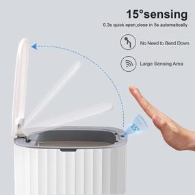 img 1 attached to Motion Sensor Trash Can With Lid - 3.5 Gallon/13.5 Litre Waterproof Automatic Bin For Bathroom, Living Room, Office, Bedroom (White W/ Grey Trim)