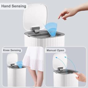 img 3 attached to Motion Sensor Trash Can With Lid - 3.5 Gallon/13.5 Litre Waterproof Automatic Bin For Bathroom, Living Room, Office, Bedroom (White W/ Grey Trim)