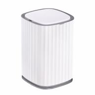 motion sensor trash can with lid - 3.5 gallon/13.5 litre waterproof automatic bin for bathroom, living room, office, bedroom (white w/ grey trim) logo