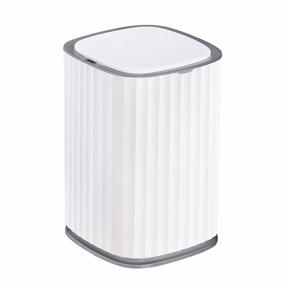 img 4 attached to Motion Sensor Trash Can With Lid - 3.5 Gallon/13.5 Litre Waterproof Automatic Bin For Bathroom, Living Room, Office, Bedroom (White W/ Grey Trim)