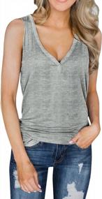 img 4 attached to Grey Sleeveless Workout Tank Tops For Women - Loose-Fit V-Neck Dressy Shirts By Ofenbuy