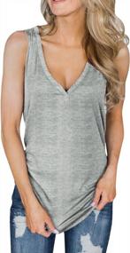 img 3 attached to Grey Sleeveless Workout Tank Tops For Women - Loose-Fit V-Neck Dressy Shirts By Ofenbuy