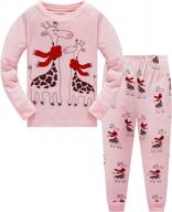 long sleeve cotton pajama set for girls - winter sleepwear with cute giraffe design (size 10t) logo