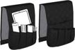 5-pocket non-slip armrest organizer for couch, sofa, and chair with phone book magazine tv remote control holder - pack of 2 (black and grey) - size: 13 x 35 inches logo