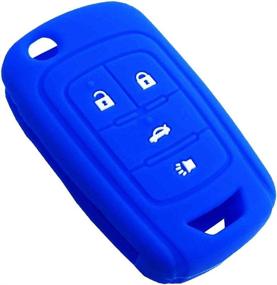 img 2 attached to 🔑 LemSa Silicone Key Fob Cover for Chevrolet Camaro Cruze Equinox Sonic Terrain, 2pcs 4 Buttons Flip Remote Entry Bag - Black/Blue