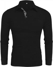 img 4 attached to Poriff Mens Long Sleeve Polo Shirts Solid 3 Botton Cotton T Shirts With Pocket