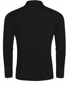 img 1 attached to Poriff Mens Long Sleeve Polo Shirts Solid 3 Botton Cotton T Shirts With Pocket