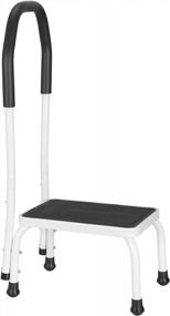 img 4 attached to Ollieroo Step Stool Steel Support Ladder - 330Lb Capacity, Cushion Grip Handle & Non-Skid Platform (Black+White)