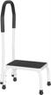 ollieroo step stool steel support ladder - 330lb capacity, cushion grip handle & non-skid platform (black+white) logo