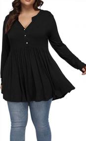 img 3 attached to Flowy And Feminine: Plus-Size Henley Tunic Tops For Women By Allegrace
