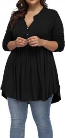 img 1 attached to Flowy And Feminine: Plus-Size Henley Tunic Tops For Women By Allegrace