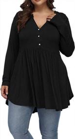 img 4 attached to Flowy And Feminine: Plus-Size Henley Tunic Tops For Women By Allegrace