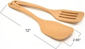img 1 attached to Set Of 2 Bamber Wooden Wok Spatulas - Natural Wood Turners For Stir Fry And More