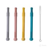 👶 hollow teething tubes for baby girls and boys (4 pack) - effective teething straws for toddlers and infants, silicone baby teether tubes for nursing, biting, and chewing logo
