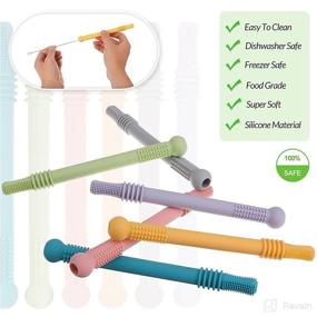 img 3 attached to 👶 Hollow Teething Tubes for Baby Girls and Boys (4 Pack) - Effective Teething Straws for Toddlers and Infants, Silicone Baby Teether Tubes for Nursing, Biting, and Chewing